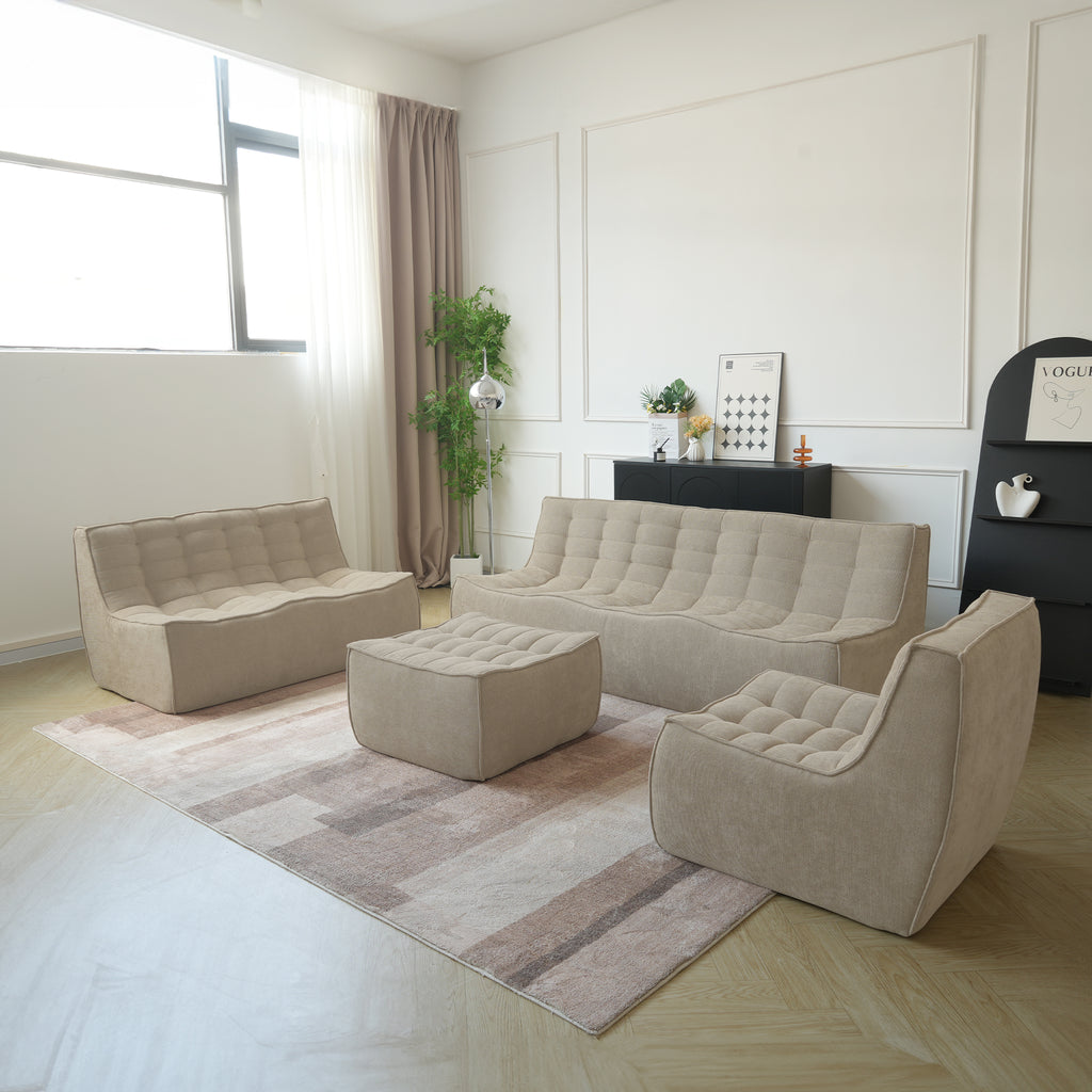 Boneless Linen Modular Sofa Set
