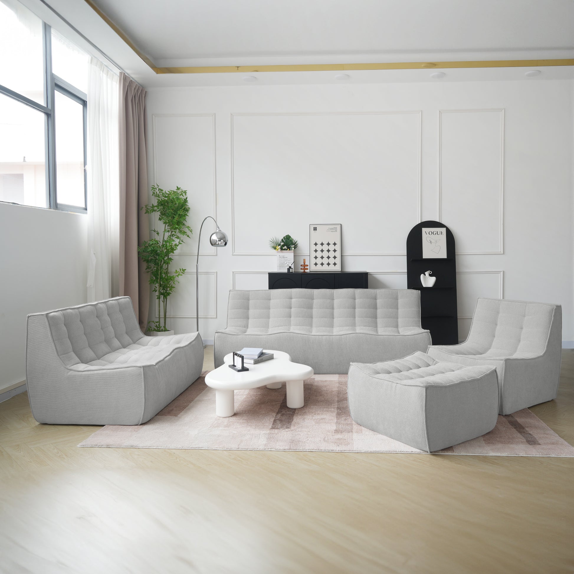 Boneless Linen Modular Sofa Set