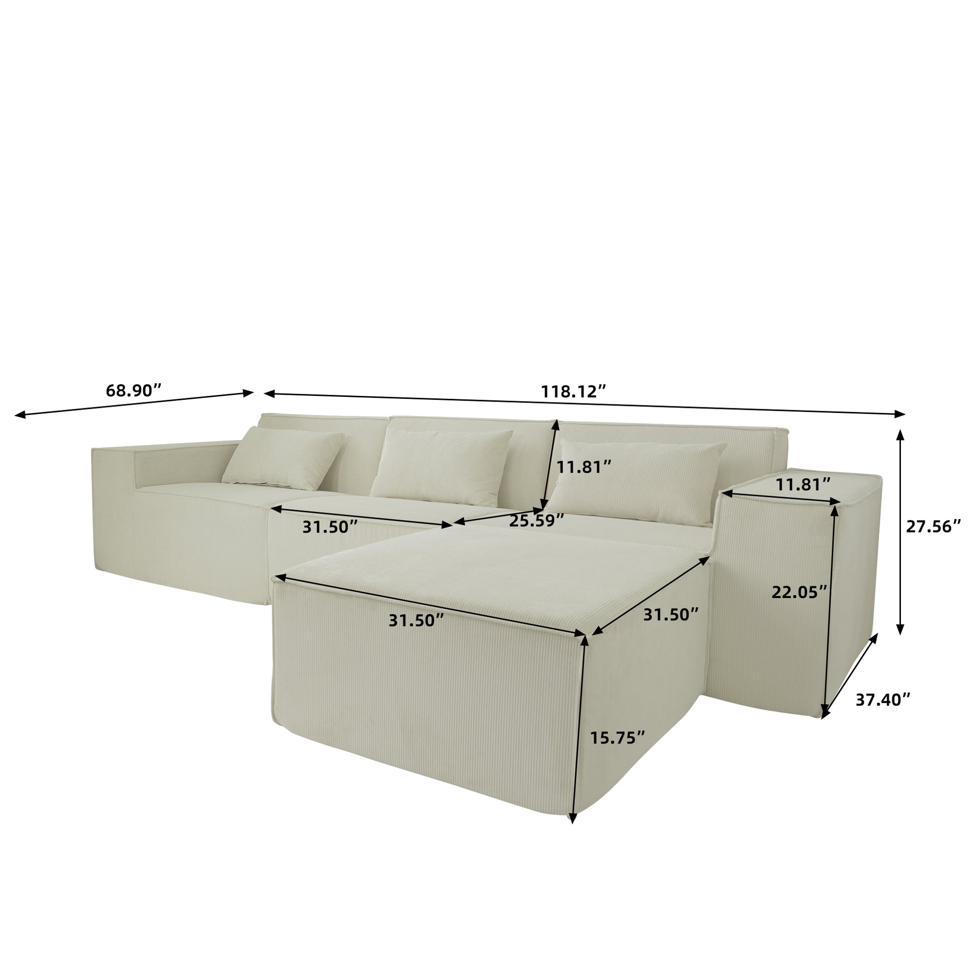 Boneless Modular 4-Piece Sofa