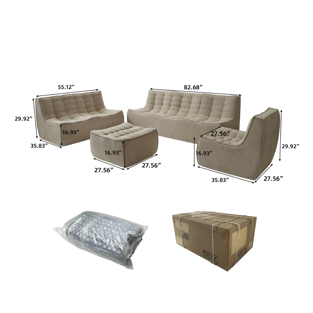 Boneless Linen Modular Sofa Set