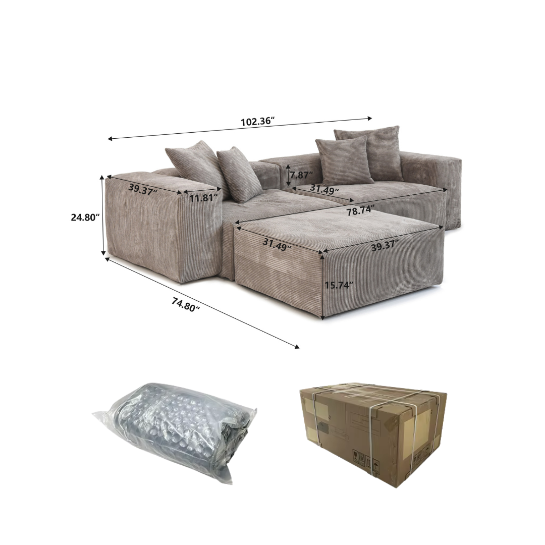 Boneless 3-Piece Modular Sofa